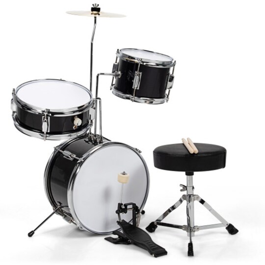 World Rhythm Kids Drum Kit - Zwart 3-delige Junior Drum Set, Kinder World Rhythm Kids Drum Kit - Zwart 3-delige Junior Drum Set, Kinder